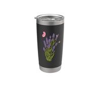 Pianta di lavanda con api e farfalla Bicchiere termico in acciaio inox doppia parete
