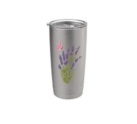Pianta di lavanda con api e farfalla Bicchiere termico in acciaio inox doppia parete