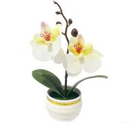 Pianta di orchidea finta in gomma morbida, 17,5 cm, colore viola e blu | Petali realistici, materiale in gomma morbida, non necessita di irrigazione, design a spirale, per uso interno ed esterno