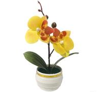 Pianta di orchidea finta in gomma morbida, 17,5 cm, decorazione viola blu | Petali realistici, materiale in gomma morbida, non necessita di irrigazione, design a spirale, per uso interno ed esterno