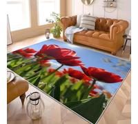 Pianta di Tulipano Hd Confortevole il Raffinato Tappeto di Flanella 60x90 cm Ipoallergenico Lavabile in lavatrice Rosso Tappeto Utilizzo TPR Antiscivolo Supporto