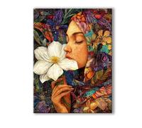 Pianta Dipingi con i Numeri Adulti Ragazza Paint by Numbers, Colorare con i Numeri Adulti con Telaio, Kit di Pittura Acrilica Fai da Te per Principianti Facile su Tela, Decora la Casa 40x50cm 0R-882