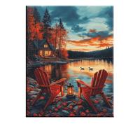 Pianta Dipingi con i Numeri per Adulti, Paint by Numbers Lago, Kit Pittura Adulti con Vernici e Pennelli, Kit di Pittura Acrilica Fai-da-Te per Principianti, Decora Casa, 80x110cm Senza Cornice 2w-469