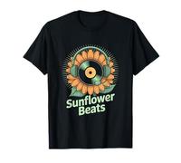 Pianta Dj Divertente Girasole Beats Maglietta