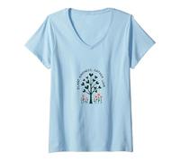 Pianta gentilezza, raccogli L'Amore: Albero ispiratore Maglietta con Collo a V, Donna, Celeste, XL