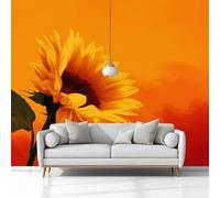 Pianta Girasole Carta Da Parati 3D Fotomurale 400 x 280 cm Colore Arancione Murali Per Soggiorno Divano Tv Hotel A Tema Corridoio Di Lusso Sfondo Dipinto Murale