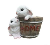 Pianta grassa a forma di coniglio in resina con drenaggio per una crescita sana delle piante, accessorio decorativo per interni (bianco)