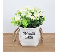 Pianta in vaso con orchidea artificiale Milo, fiori di seta, decorazione per casa e ufficio, design realistico con materiale plastico PE (bianco)