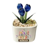 Pianta in vaso di tulipano in vetro personalizzata per il giardino della nonna, vaso per il nome della famiglia del mese di nascita, l'amore cresce qui fiore artificiale soffiato a mano, regali per