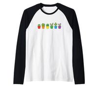 Pianta Kawaii Grafica Doodle Carino Arcobaleno Succulente Colorato Maglia con Maniche Raglan