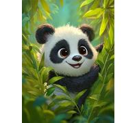 Pianta Panda Dipingere con i Numeri per Adulti Senza Cornice 40x50cm,Kit di Pittura a Olio su Tela Fai da Te per Principianti con pennelli e pigmenti Acrilici per Decora Regalo