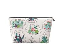 Pianta tropicale di cactus succulenti, Borsa da toilette Borsa per trucco Borsa per cosmetici Borsa da toilette da viaggio portatile