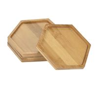 Pianta Vaso Piattino, 4pz 12x10,5cm Bambù Esagonale Fiore Sgocciolatoio Vassoio