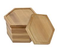 Pianta Vaso Piattino, 8pz 10,5x9cm Bambù Esagonale Fiore Sgocciolatoio Vassoio