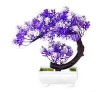Pianta verde artificiale compatta per la decorazione di casa e ufficio, realistica, in plastica, si adatta bene su scrivanie, librerie e banconi del bagno (fiore blu)