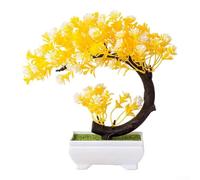 Pianta verde artificiale compatta per la decorazione di casa e ufficio, realistica, in plastica, si adatta bene su scrivanie, librerie e banconi del bagno (giallo)