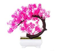 Pianta verde artificiale compatta per la decorazione di casa e ufficio, realistica, in plastica, si adatta bene su scrivanie, librerie e banconi del bagno (fiore rosa)