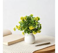 Pianta verde artificiale realistica, decorazione per interni, in plastica, senza manutenzione, per casa, ufficio, hotel, corridoio, design sostenibile (giallo)