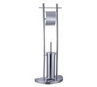 PIANTANA BAGNO PORTAROTOLO PORTASCOPINO ACCIAIO CROMATO DA TERRA WC ALTEZZA 84CM