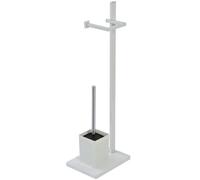 Piantana bagno verticale con porta scopino wc con base e porta rotolo