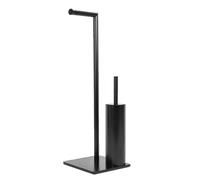 PIANTANA WC PORTA ROTOLO PORTA SCOPINO DA TERRA TOILETTE BAGNO NERO ZERO BLACK