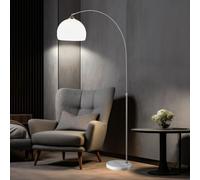 Piantana Bogenstandleuchte Luce ad Arco Marmorizzato Nichel Satinato Bianco E27 [EEK: Non valutato]