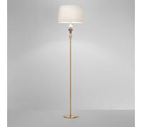 Abaco piantana in metallo ottone brunito multicolor + paralume avana 1 Luce attacco E27 Interruttore on e off a pedale