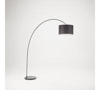 Perenz Lampada da terra ad arco 6304 N - Metallo nero opaco, paralume tessuto nero, attacco E28 A+