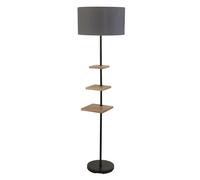 Piantana Contemporaneo Norfolk Legno Marrone Tessuto Grigio 1 Luce E27
