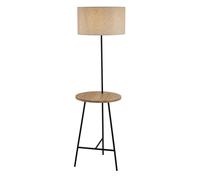 Piantana Contemporaneo Washington Acciaio Nero Tessuto Marrone 1 Luce E27