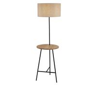Piantana Contemporaneo Washington Acciaio Nero Tessuto Marrone 1 Luce E27
