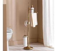 Piantana da Bagno BRONZO SATINATO Dosatore, Salvietta Porta rotolo e Scopino Dimensioni 29x44x h 98 cm in ottone finitura Bronzo satinato bronzo