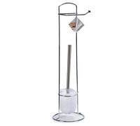 Piantana da Bagno Porta Rotolo e Porta Scopino Metallo Cromo h59 cm Salvaspazio