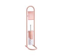 Piantana da Bagno, Set Accessori da Bagno, Piantana Portarotolo e Porta scopino, Colonna da Bagno, Metallo Verniciato e Decorato, H 80 cm Design Moderno (Rosa)