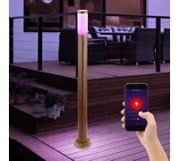 Lampione per Esterni Piantana Smart RGB LED Simil Legno Dimmerabile Cct Giardino [EEK: G]