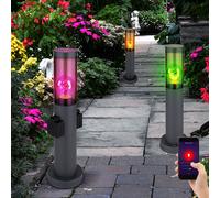Piantana Esterni Luce con Piedistallo Smart LED Google Alexa RGB Prese 3er Set