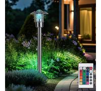 Piantana Luce per Esterni Telecomando RGB LED Cambio Colore Acciaio Inox [EEK: F]