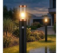 Piantana Esterno Lampada Cortile Sensore di Movimento Rame H 110 CM 2er Set [EEK: Non valutato]