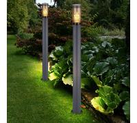 Piantana Esterno Lampada da Percorso Patio E27 Acciaio Inox 2er Set [EEK: Non valutato]