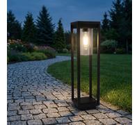 Piantana Esterno Lampada Patio Alluminio 1 Fiamma Nero Opaco H 50 CM