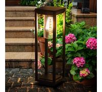 Piantana Esterno Lampada Patio Alluminio 1 Fiamma Nero Opaco H 50 CM