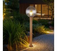Piantana Esterno Lampada Patio Luce Sferica Piantana Braun Vetro IP44 H 100cm [EEK: Non valutato]
