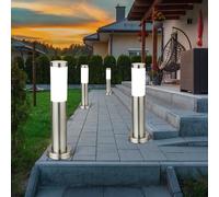 Piantana Esterno Lampada Presa di Luce LED Opale Argento Acciaio da Percorso 4x [EEK: F]
