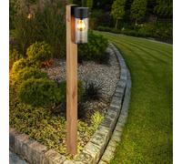 Piantana Esterno Simil Legno Lampada da Giardino Percorso Acciaio Inox H 100 CM [EEK: Non valutato]