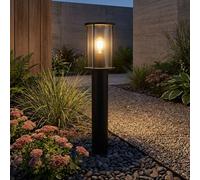 Piantana Esterno Zoccolo Lampada da Giardino Intemperie Percorso Nero H 60 CM