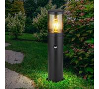 Piantana Esterno Zoccolo LED Sensore di Movimento Lampada da Giardino Nero Fumo [EEK: F]