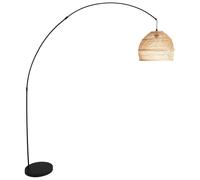 Piantana in rattan intrecciato e metallo nero H.191cm