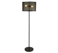 Piantana Industrial-Nordico Rete Acciaio Nero 2 Luci E27