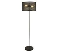Piantana Industrial-Nordico Rete Acciaio Nero 2 Luci E27