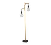 Piantana Industrial-Nordico Tribeca Acciaio Marrone Legno Nero 2 Luci E27 [EEK: A++]